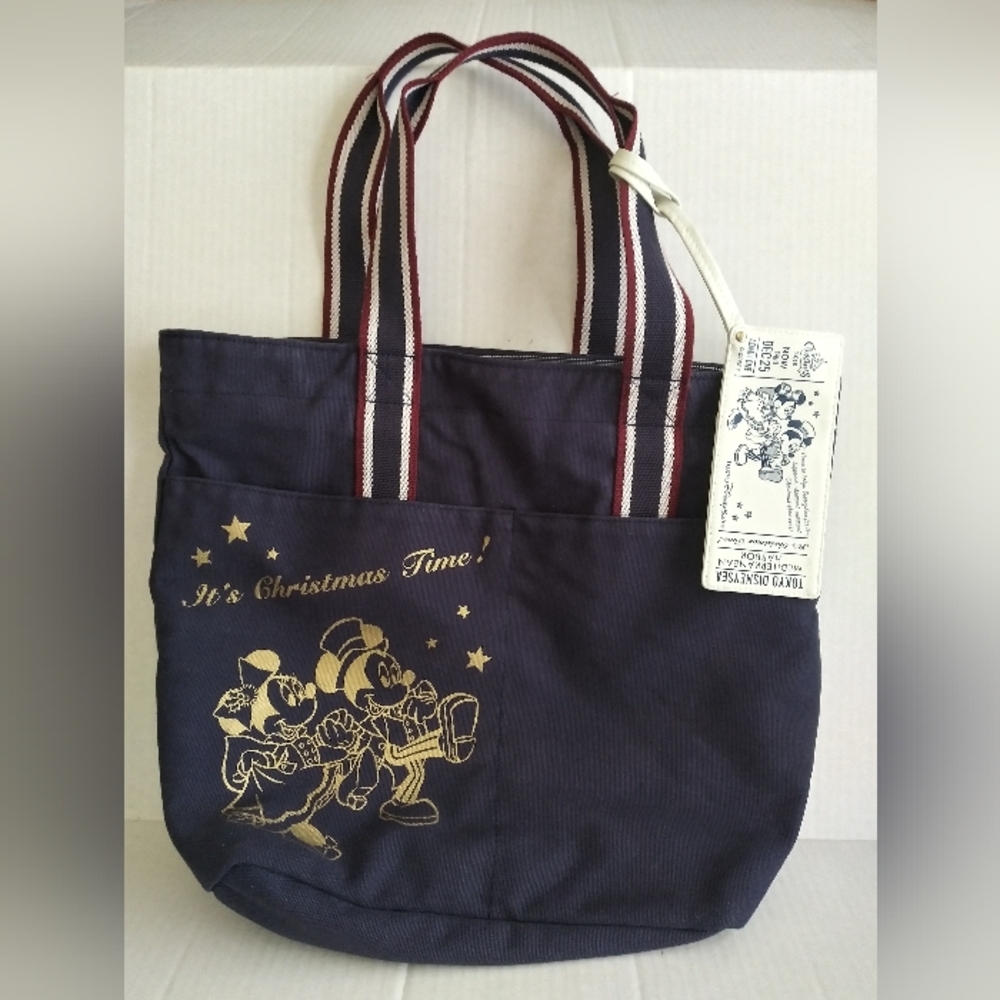 DisneySea "It's Christmas Time" Tote Bag with Pass Case Disney Tokyo Japan Rare